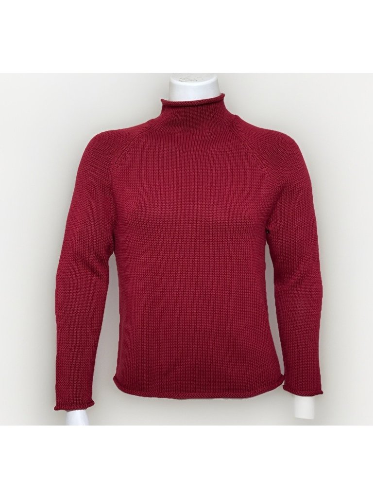J Crew Cotton Roll Neck Sweater Mens Xs Burgundy Retro Oarsman Fisherman Crew